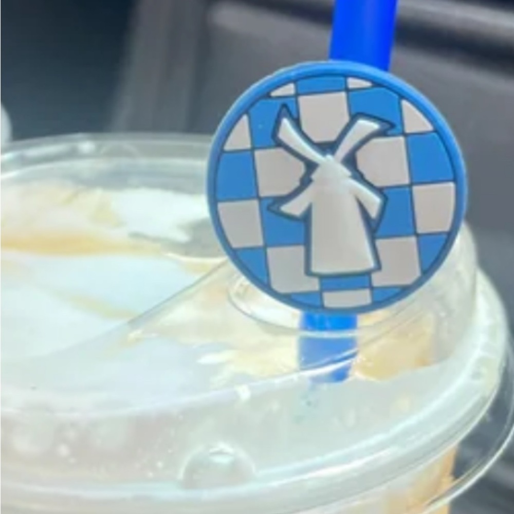 Blue and White Party Straw with Windmill Design